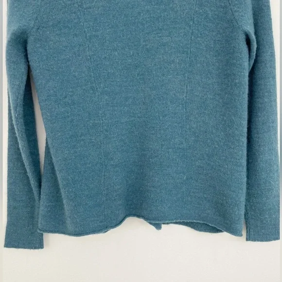 Eileen Fisher Merino Wool Teal Draped Open Front Long Sleeves Sweater Cardigan S - Picture 13 of 16